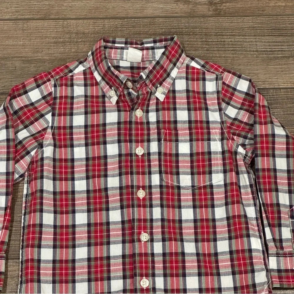 Baby Gap Red Plaid Button Up Long Sleeve Dress Shirt Toddler Boys Size 4 Years